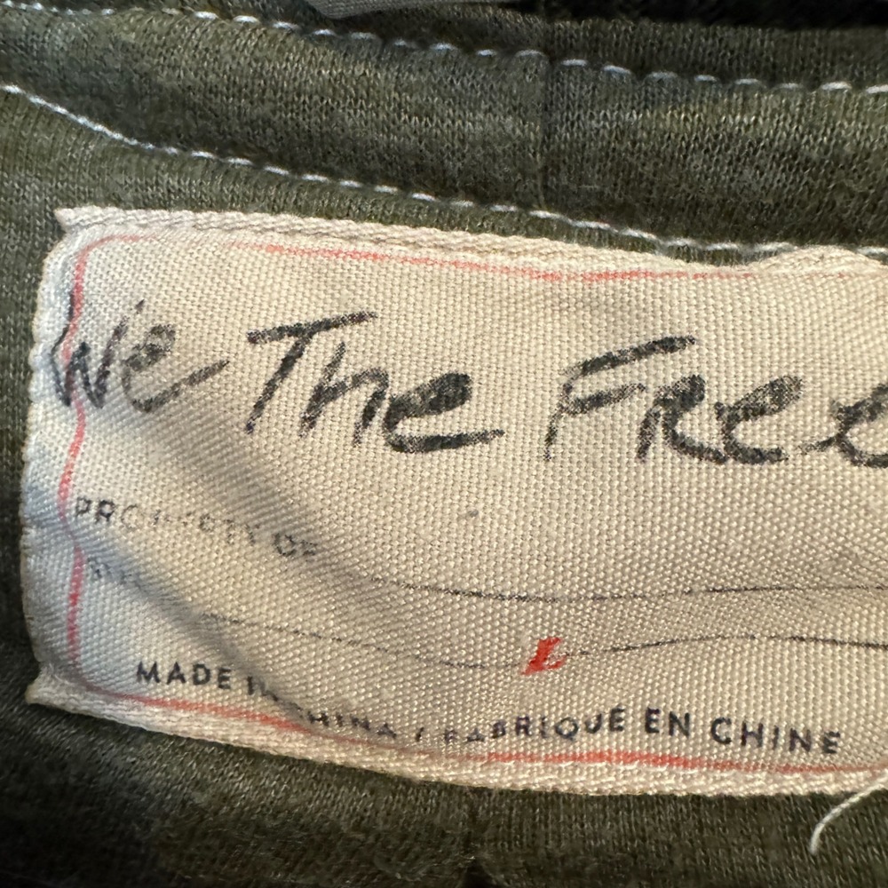 We The Free Free People Sherpa Mixed Media Bomber Jacket Olive Green Cream Large - Picture 2 of 4